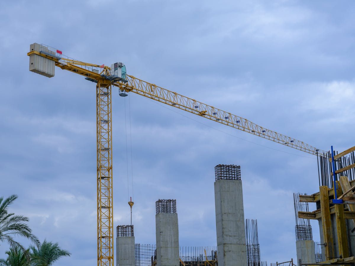 Tower crane over a ground-up construction site